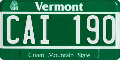 VT license plate CAI190