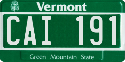VT license plate CAI191