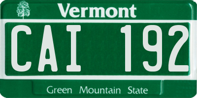 VT license plate CAI192