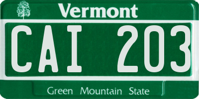VT license plate CAI203