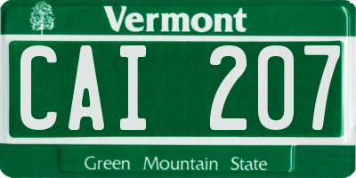 VT license plate CAI207