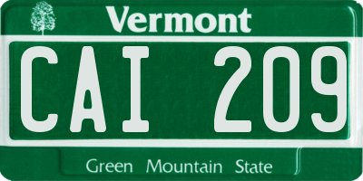 VT license plate CAI209