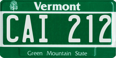 VT license plate CAI212