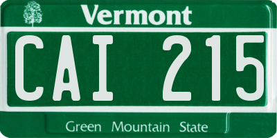 VT license plate CAI215