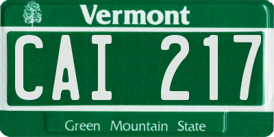VT license plate CAI217