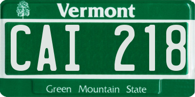 VT license plate CAI218