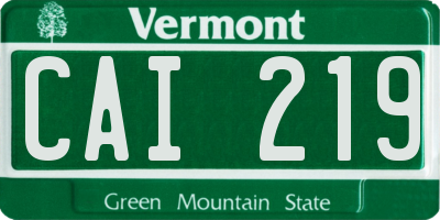 VT license plate CAI219