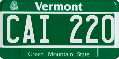 VT license plate CAI220