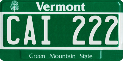 VT license plate CAI222