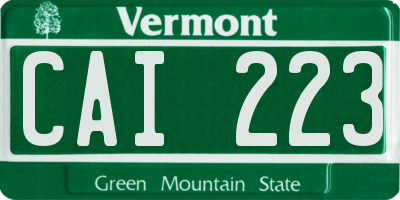 VT license plate CAI223
