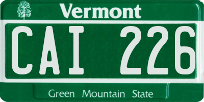 VT license plate CAI226