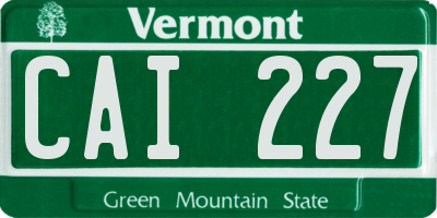VT license plate CAI227