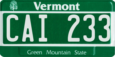 VT license plate CAI233