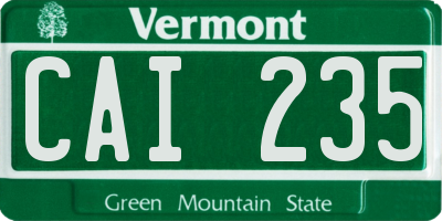 VT license plate CAI235