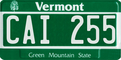 VT license plate CAI255