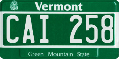 VT license plate CAI258