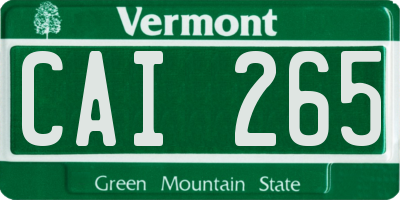 VT license plate CAI265