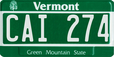 VT license plate CAI274