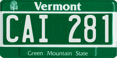 VT license plate CAI281