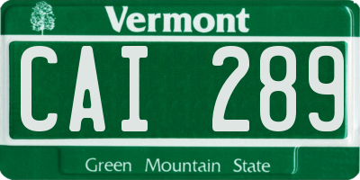 VT license plate CAI289