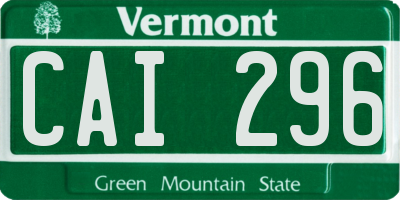 VT license plate CAI296