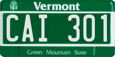 VT license plate CAI301
