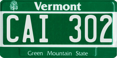 VT license plate CAI302