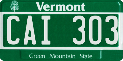 VT license plate CAI303