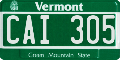 VT license plate CAI305