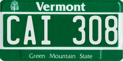 VT license plate CAI308