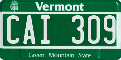 VT license plate CAI309