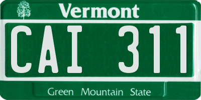 VT license plate CAI311