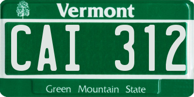 VT license plate CAI312