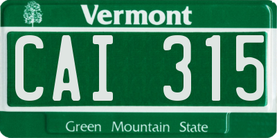 VT license plate CAI315