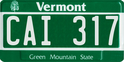 VT license plate CAI317