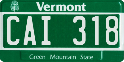VT license plate CAI318