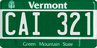 VT license plate CAI321