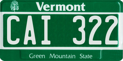 VT license plate CAI322