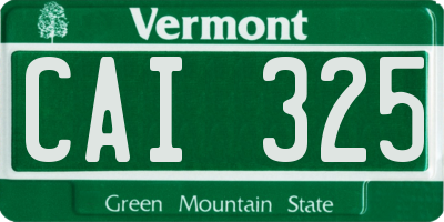 VT license plate CAI325