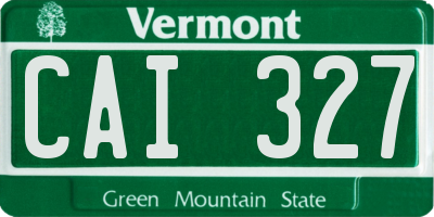 VT license plate CAI327