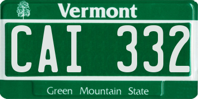 VT license plate CAI332
