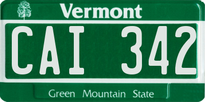 VT license plate CAI342