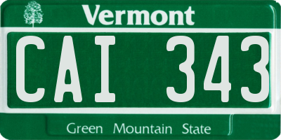VT license plate CAI343
