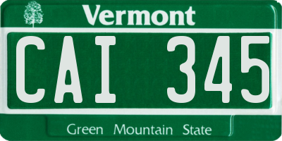 VT license plate CAI345