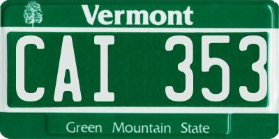 VT license plate CAI353