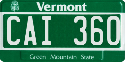 VT license plate CAI360
