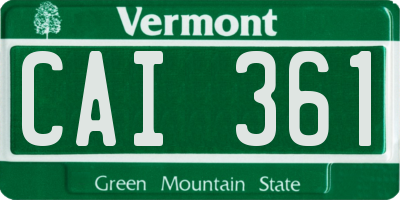 VT license plate CAI361