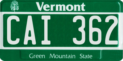 VT license plate CAI362