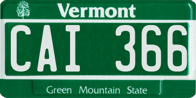 VT license plate CAI366