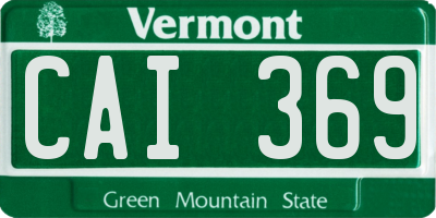 VT license plate CAI369